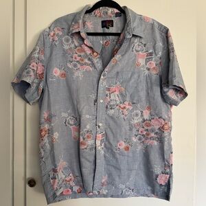 THE ONO SHIRT Liberty House Of Hawaii Men’s Button Floral Hawaiian Blue XL